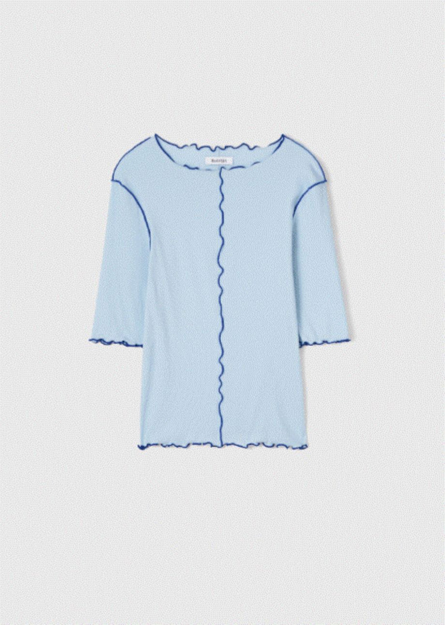 Rodebjer Samantha Rib Jersey Top - Fog Blue