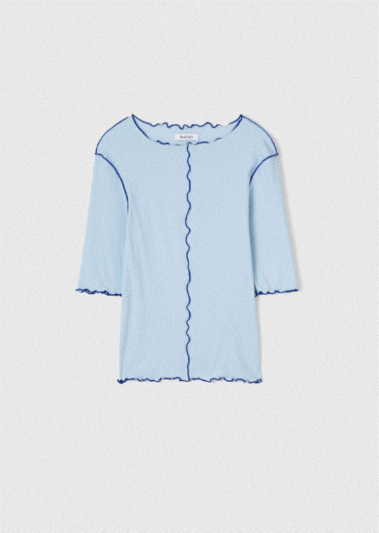 Rodebjer Samantha Rib Jersey Top - Fog Blue