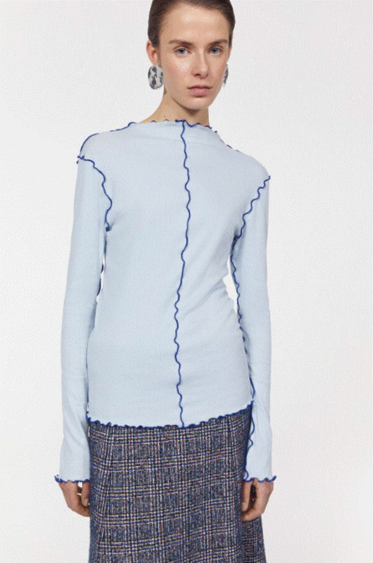 Rodebjer Colombina Rib Jersey Top - Fog Blue