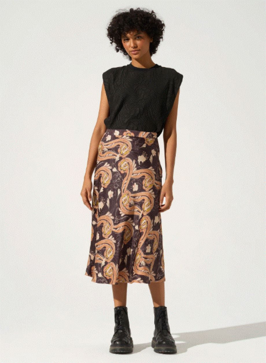 Cotélac Satin Tulip Skirt - Brown