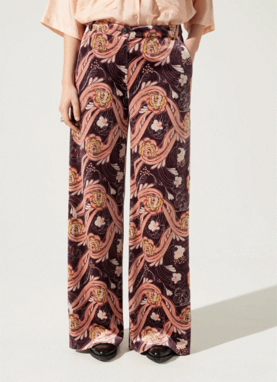 Cotélac Wide Leg Velvet Pant - Brown