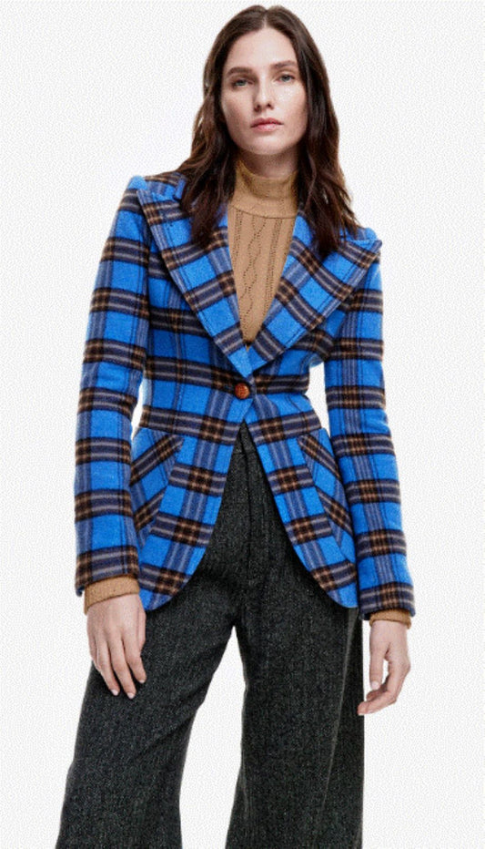 Smythe Patch Pocket Birkin Blazer - French Blue Plaid