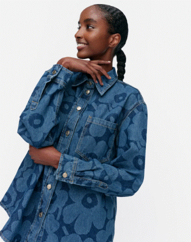 Marimekko Maridenim Unikko Vaihe Jean Shirt - Indigo