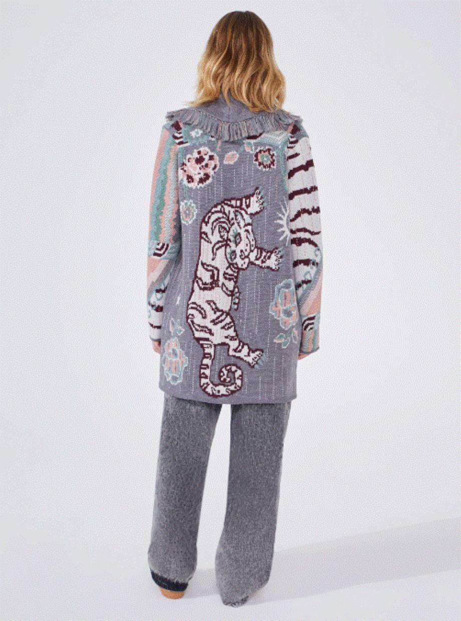 Hayley Menzies Tibetan Tiger Short Cardigan - Grey