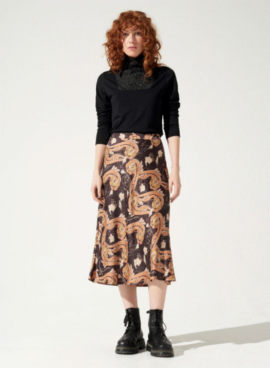 Cotélac Satin Tulip Skirt - Brown