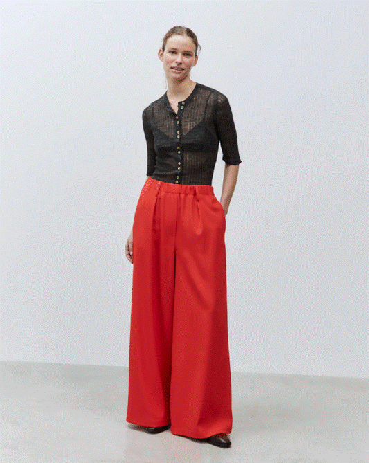 Alysi Wide Leg Pant - Red