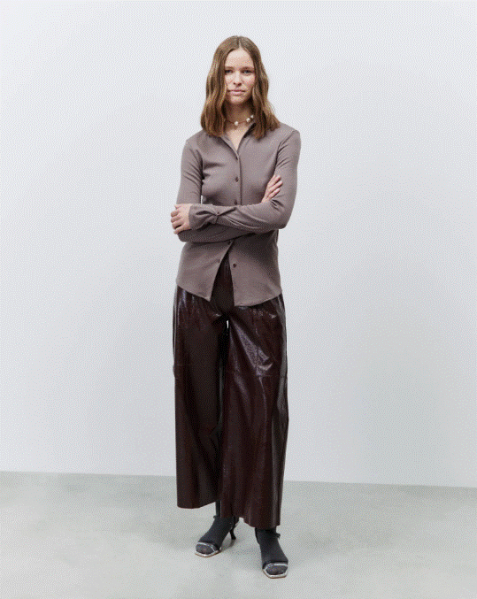 Alysi Patent Leather Gym Pants - Barolo