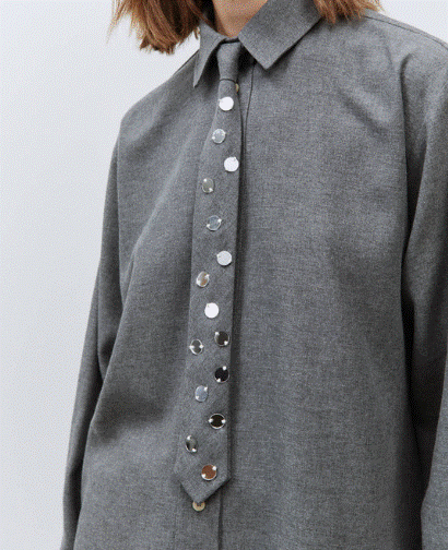 Alysi Oversized Melange Button Down - Grey