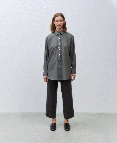 Alysi Oversized Melange Button Down - Grey