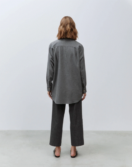 Alysi Oversized Melange Button Down - Grey