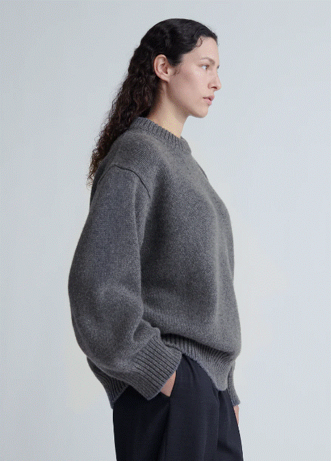 &Daughter Caragh Chunky Slouch Crewneck Sweater - Derby Grey