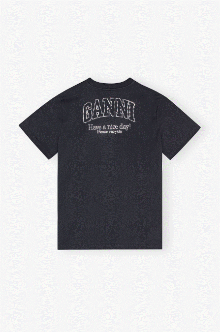 Ganni Relaxed Rhinestone T-Shirt - Phantom