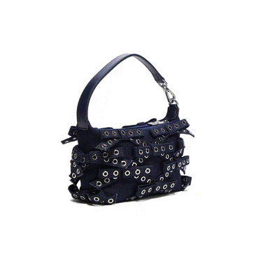 Ganni Butterfly Bow Eyelet Small Pouch  - Denim