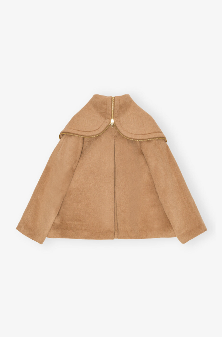 Ganni Camel Wool Blend Jacket - Latte