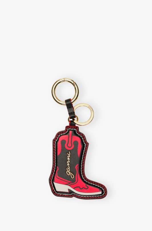 Ganni Western Boot Keychain - Red