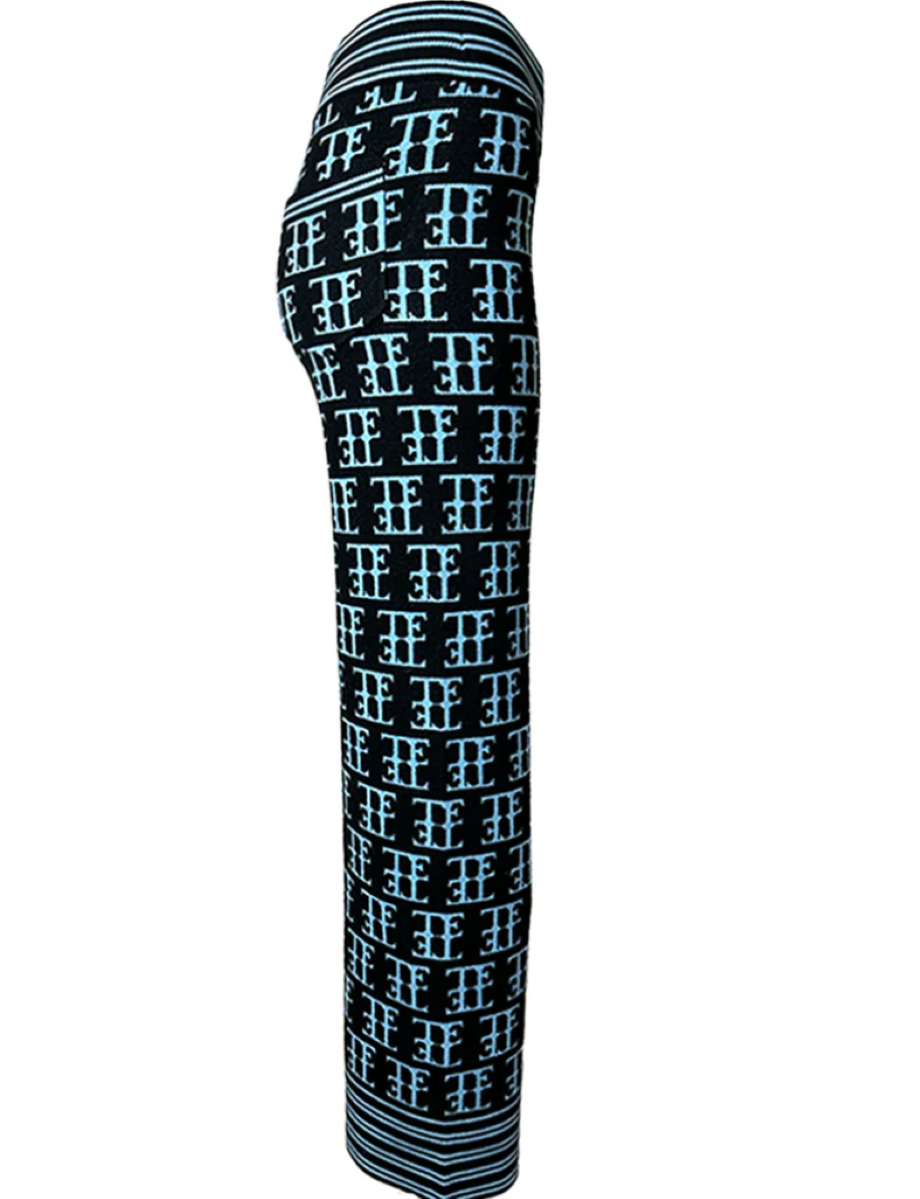 Team Event Jacquard Knit Pant - Ice BLue/Black