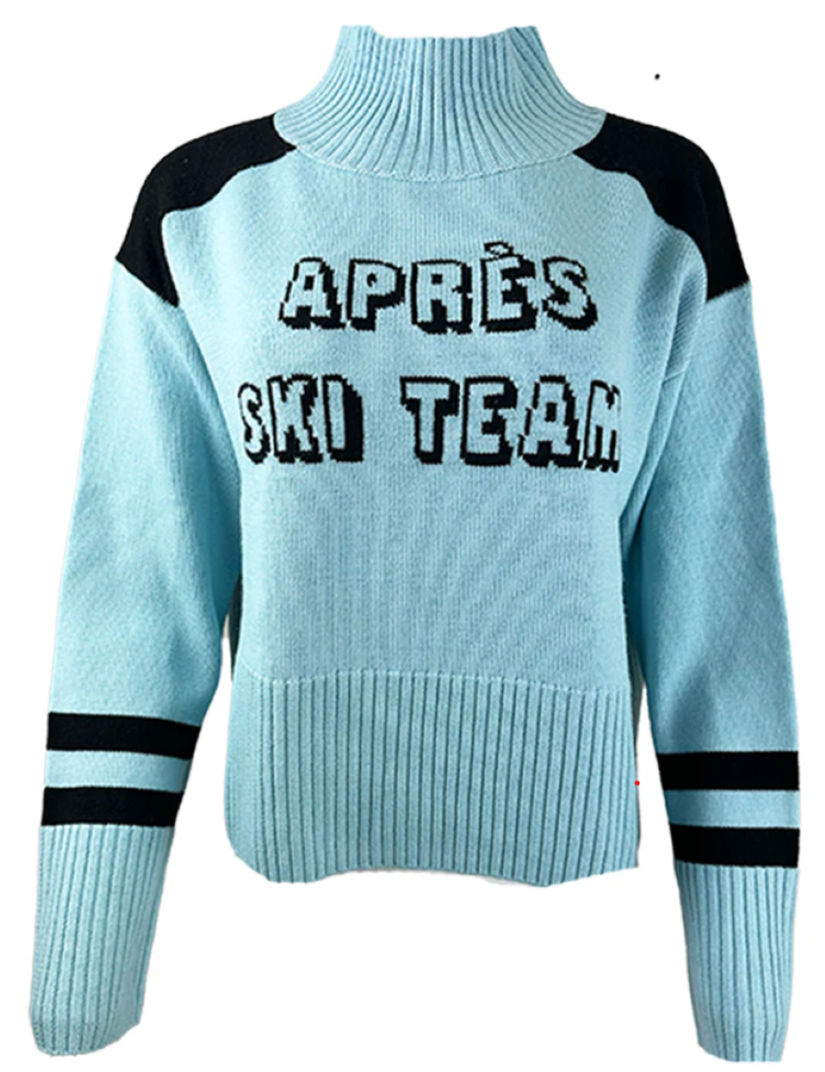 Team Event "Après Ski Team" Funnel Neck Sweater - Ice Blue/Black