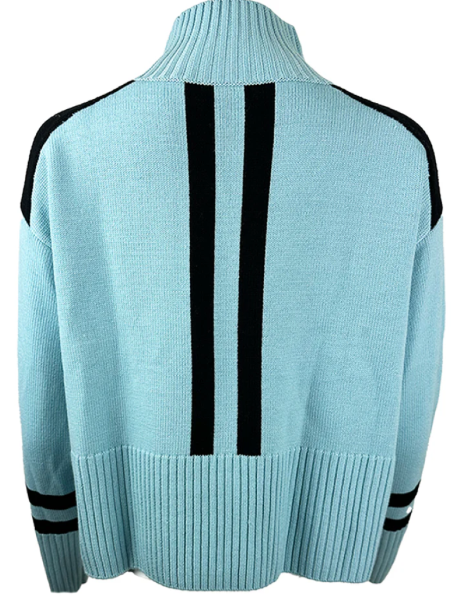 Team Event "Après Ski Team" Funnel Neck Sweater - Ice Blue/Black