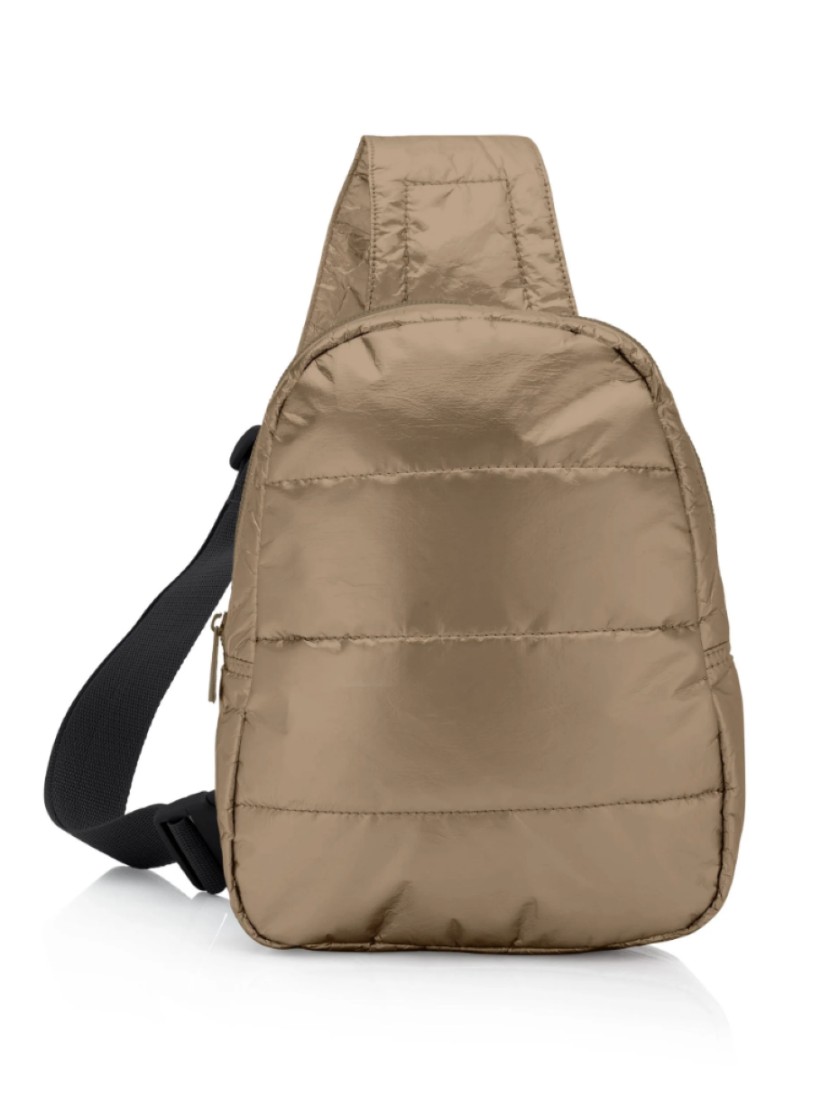 Puffer Crossbody Backpack - Shimmer Bronze