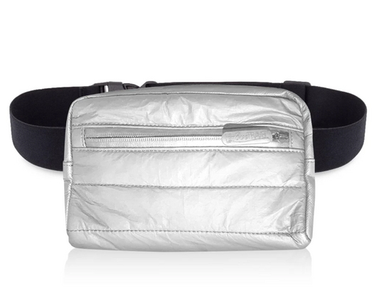 Hi, Love Puffer Fanny Pack - Silver