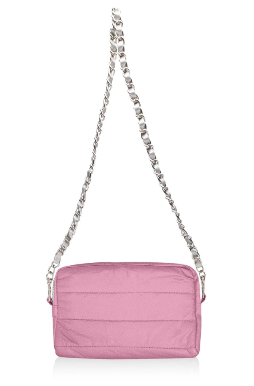 Hi, Love Mini Chain Puffer Purse - Fairy Pink