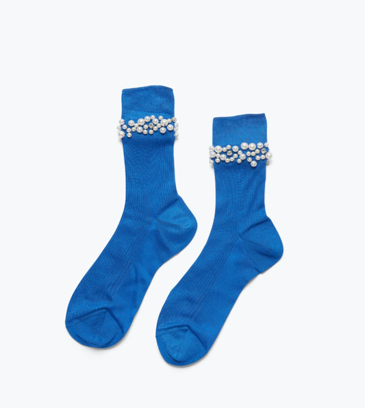 Maria La Rosa Miami Pearls Sock - Cobalto