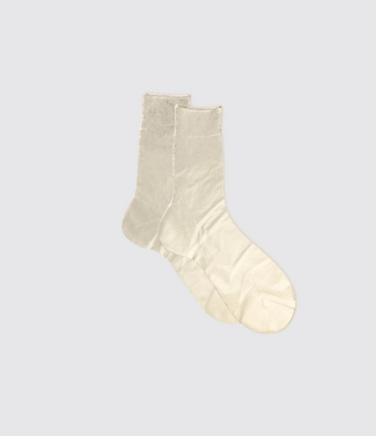 Maria la Rosa One Rib Laminated Metallic  Sock - Platino