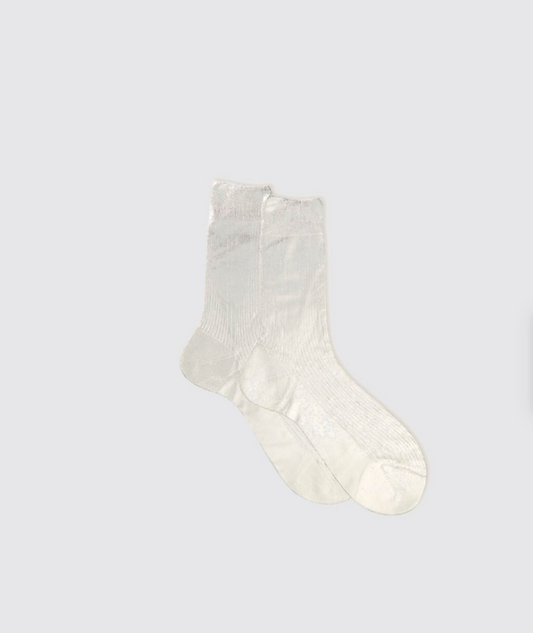 Maria la Rosa One Rib Laminated Metallic  Sock - Silver