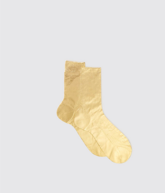 Maria la Rosa One Rib Laminated Metallic Sock - Gold