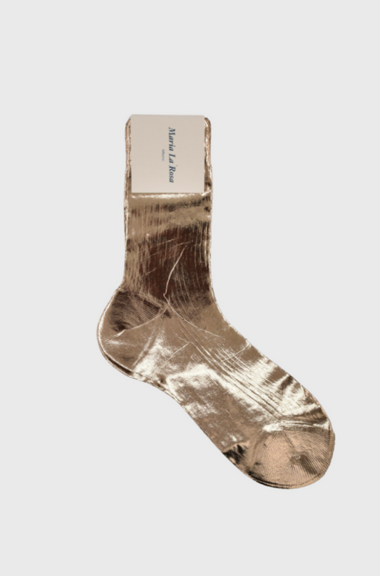 Maria la Rosa One Rib Laminated Metallic  Sock - Bruciato