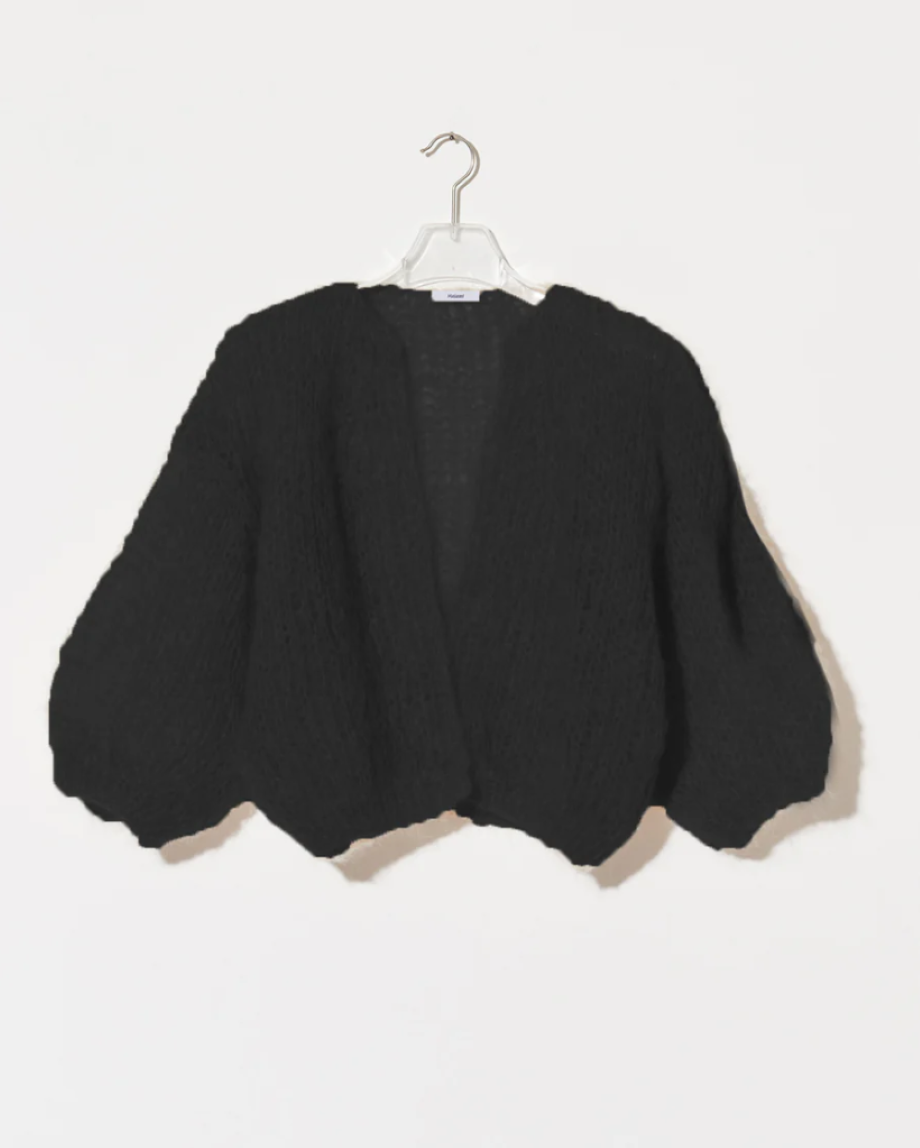 Maiami Mohair Bomber Cardigan - Black