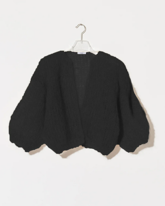 Maiami Mohair Bomber Cardigan - Black