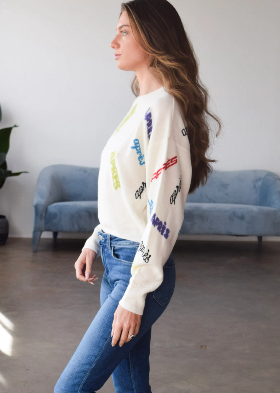 Never a Wallflower "Après" Cashmere Crewneck - Cream