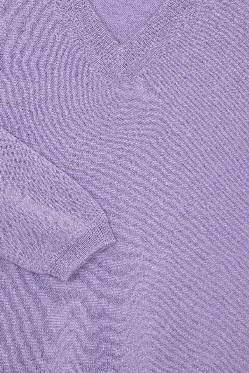 Stone V-Neck Cashmere Sweater - Lilac