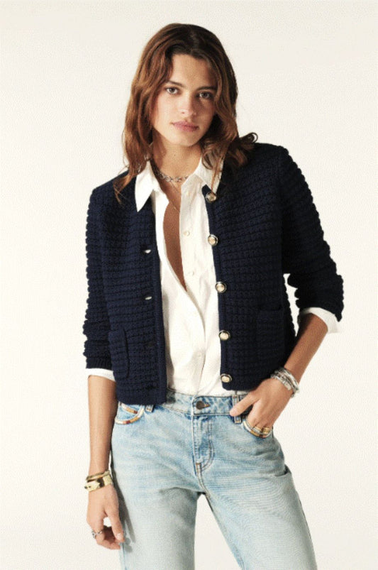 ba&sh Gaspard Knit Cardigan - Navy