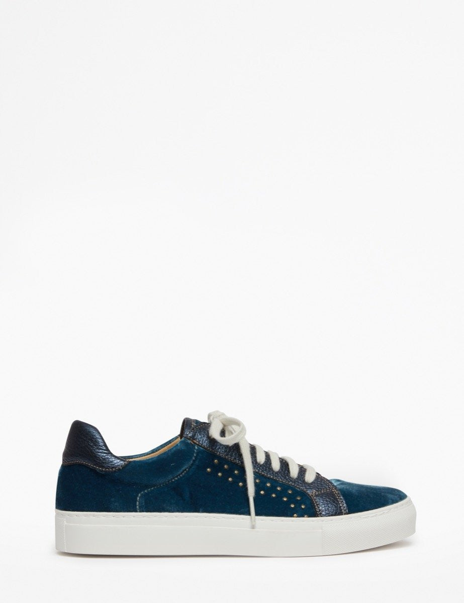 Penelope Chilvers Paradise Velvet Metallic Trainer - Indigo/Ink