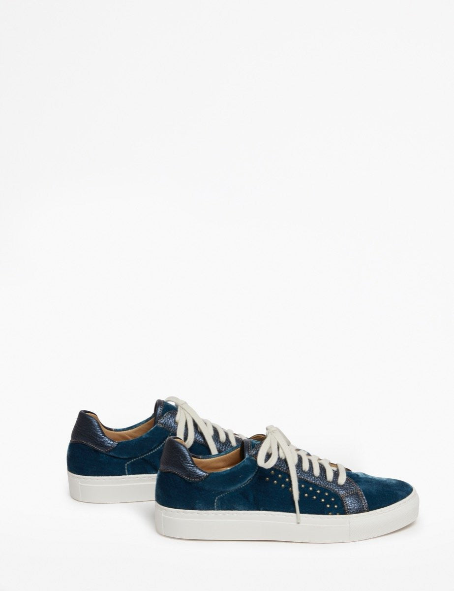 Penelope Chilvers Paradise Velvet Metallic Trainer - Indigo/Ink